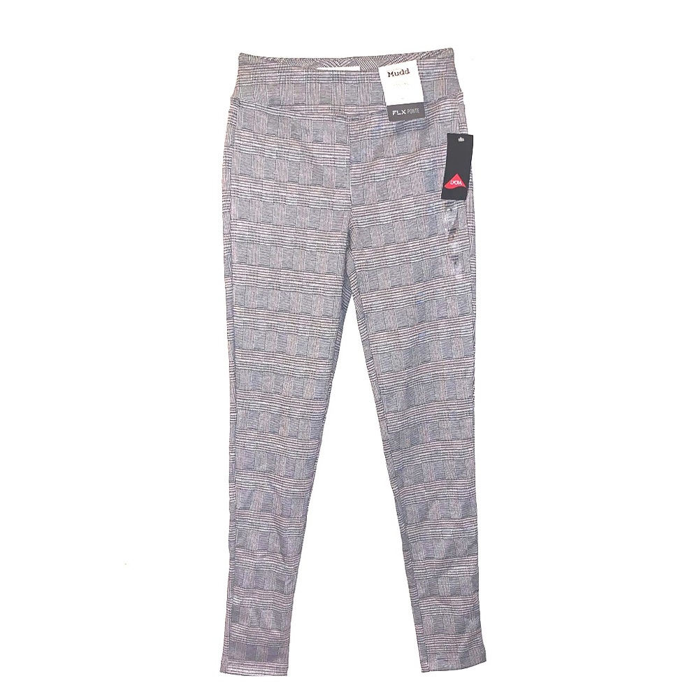 RED AND BLACK PLAID ANKLE PANTS